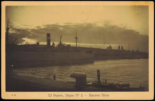 Postcard Buenos Aires El Puerto, Dique Nº 2 Hafen - Stimmungsbild 1929