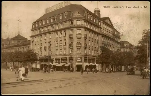 Ansichtskarte Frankfurt am Main Hotel Excelsior - Kreuzung 1928