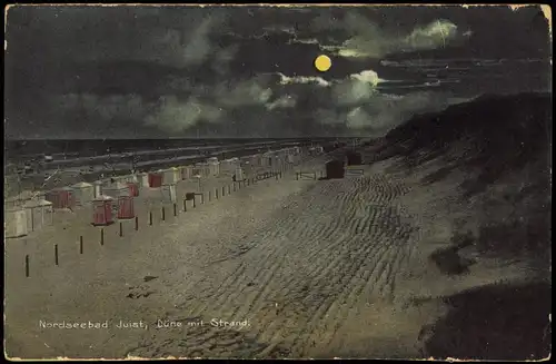 Ansichtskarte Juist Strand mit Hütten bei Mondschein 1926