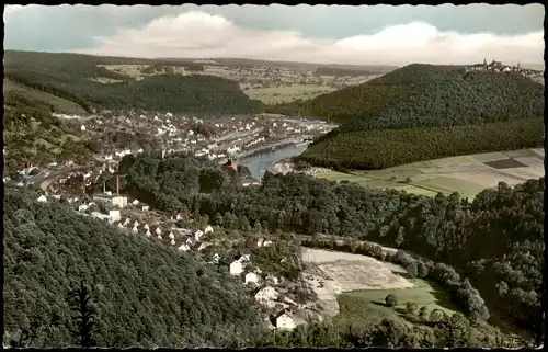 Neckarsteinach Panorama mit Bergfeste Dilsberg u. Neckartal 1960