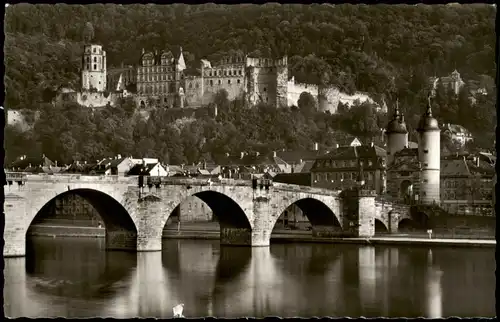 Ansichtskarte Heidelberg Schloß mit der Alten Brücke (Castle View) 1960