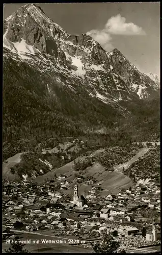 Ansichtskarte Mittenwald Panorama-Ansicht mit Blick zu den Bergen 1960