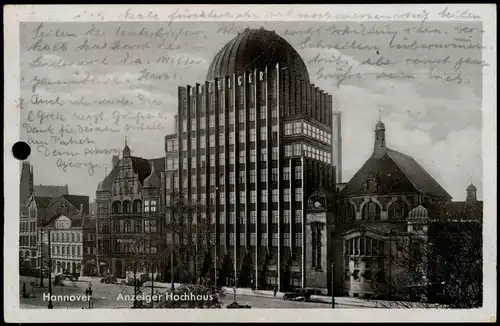 Ansichtskarte Hamburg Straße Anzeiger-Hochhaus 1942