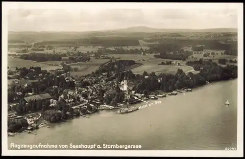 Ansichtskarte Seeshaupt Luftbild mit Hotel am See 1939