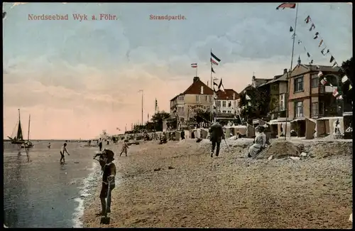 Ansichtskarte Wyk (Föhr) Strand, Deppes Hotel 1913