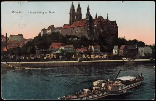 Meißen Schloss Albrechtsburg, Dampfer 1912 Silber-Effekt  gel. 1932
