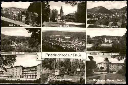 Finsterbergen-Friedrichroda DDR Mehrbildkarte mit 9 Ortsansichten 1961