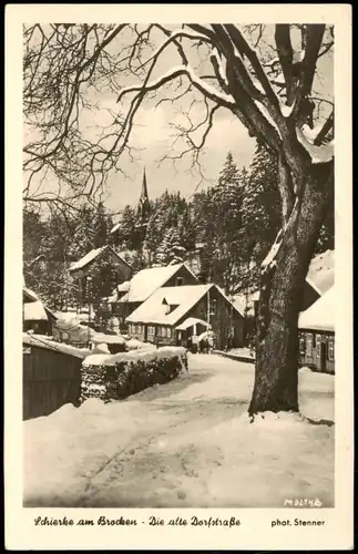 Ansichtskarte Schierke Dorfstraße verschneit 1955