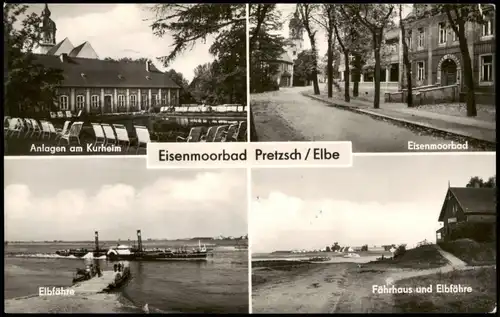 Pretzsch (Elbe)-Bad Schmiedeberg DDR Mehrbildkarte  Elbe-Fähre, Fährhaus 1962