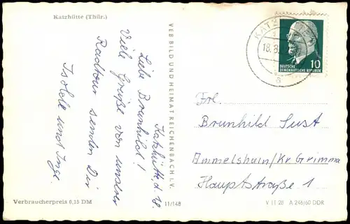 Ansichtskarte Katzhütte (Schwarzatal) Panorama-Ansicht 1962/1960