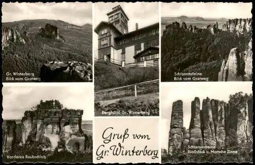 Schmilka Großer Winterberg - Berghotel, Schrammsteine, Vorderes Raubschloss 1967