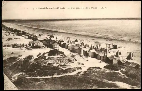 Saint-Jean-de-Monts Vue générale de la Plage; Strand Beach Scene 1910