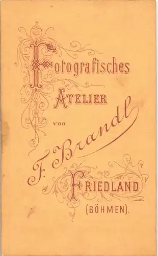 Atelier-Photo/Foto F. Brandl Friedland (Böhmen): Paar 1900 Kabinettfoto CdV