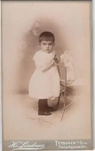 Kinder Kabinettfoto F Atelier-Photo Lindner TETSCHEN  Elbe 1900 Privatfoto CdV