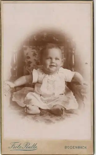 F Atelier Fritz RUTTE (Bodenbach) Kind Baby Porträtfoto 1900 Privatfoto CdV