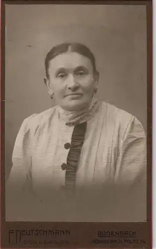 Frau Porträt-Foto Fotokunst Atelier-Photo Deutschmann aus Bodenbach 1900   CdV