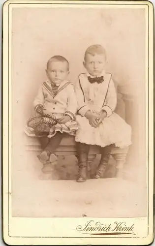 Kinder Foto Fotokunst Atelier-Photo Fotograf Krink (Chrudim) 1888 Privatfoto CdV