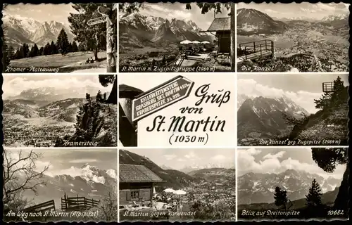Ansichtskarte .Bayern Mehrbildkarte Gruss vom St. Martin (Bayer. Alpen) 1955