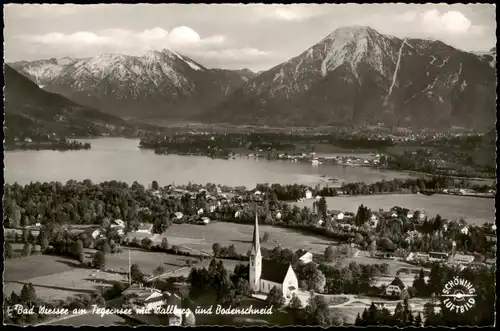 Bad Wiessee Tegernsee mit Wallberg u. Bodenschneid v. Flugzeug aus 1960