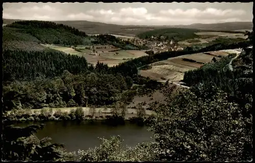 Ansichtskarte Daun Eifel Gemündener Maar mit Blick auf Daun Eifel 1956