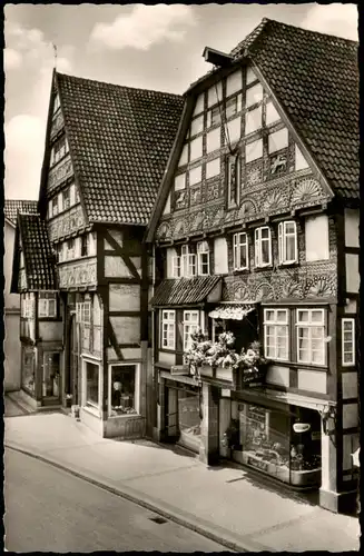 Bad Salzuflen Lange Straße Blick auf Geschäfte in Fachwerkhäusern 1960