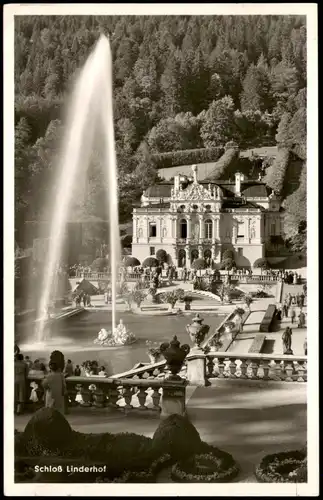 Linderhof-Ettal Schloss Linderhof; Wasserspiel im Schlosspark 1953