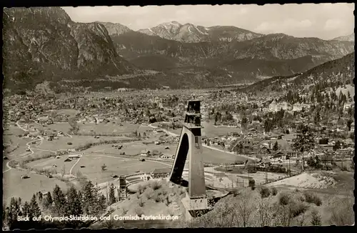 Garmisch-Partenkirchen Blick auf Olympia-Skistadion & Skisprungschanze 1960