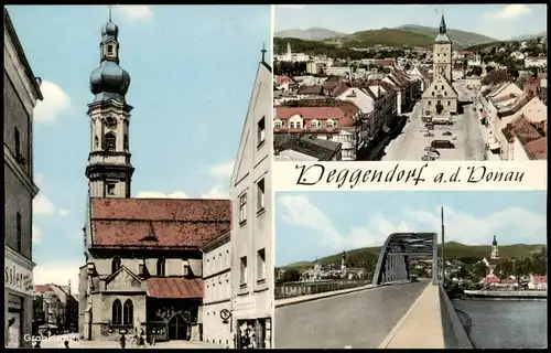 Ansichtskarte Deggendorf Mehrbild-AK Ortsansichten u.a. Grabkirche 1960