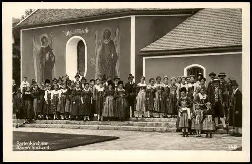 Ansichtskarte Garmisch-Partenkirchen bemalte Kirche - Bauernhochzeit 1932