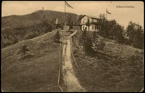 Ansichtskarte Hain-Oybin Johannissteinbaude und Pfad 1913