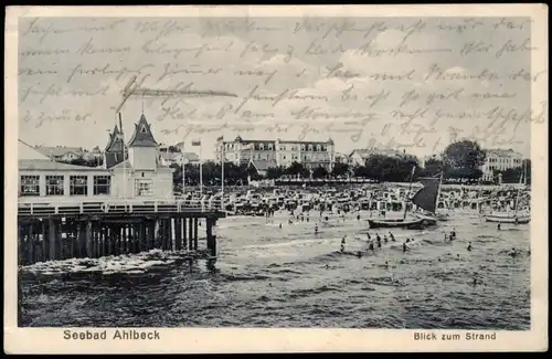 Ansichtskarte Ahlbeck (Usedom) Seebrücke - Villen 1924