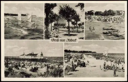 Ansichtskarte Ahlbeck (Usedom) 5 Bild Strandpartien 1958