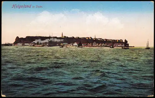 Ansichtskarte Helgoland  in Sicht 1923  gel. Bordstempel Dampfer Kehrwieder