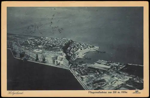 Ansichtskarte Helgoland (Insel) Luftbild aus 200 m Höhe 1926  gel. Schiffspost