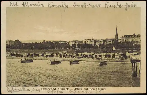 Ansichtskarte Ahlbeck (Usedom) Blick auf den Strand, Villen 1927