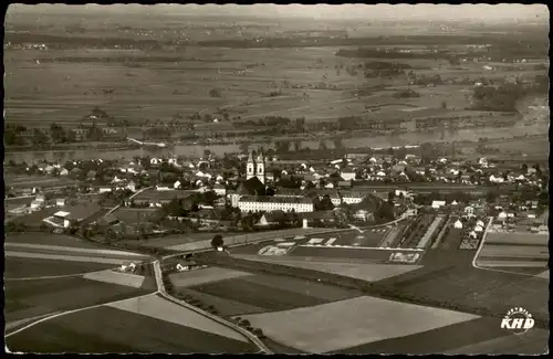 Ansichtskarte Niederalteich Luftbild Luftaufnahme mit Benediktinerabtei 1960