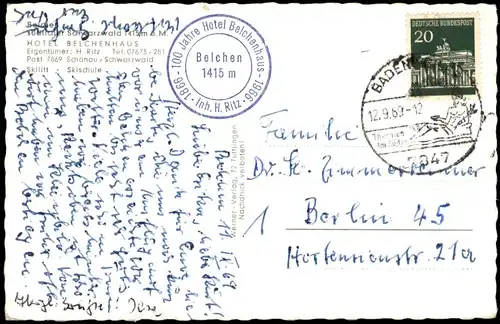 Ansichtskarte Aitern Belchen Schwarzwald Region Mehrbildkarte 1969