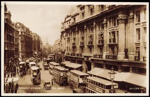 Postcard West End-London Regent Street, Bus 1932
