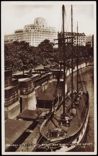 London THAMES EMBANKMENT, SHELL MEX BUILDING AND SAVOY HOTEL, LONDON 1935
