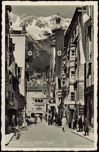 Ansichtskarte Innsbruck Herzog-Friedrich-Straße, Propaganda 1939