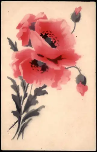 Ansichtskarte  Blumen (Bild) - Künstlerkarte Mohnblumen 1916  gel. Feldpost