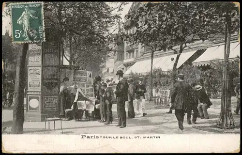 CPA Paris Stadtteilansicht, SUR LE BOUL ST. MARTIN 1910