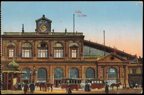 CPA Lille Bahnhof Gare 1916  Feldpoststempeö Kraftwagen Park