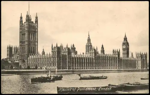 Postcard London Houses of Parliament Parlamentshaus Big Ben 1910