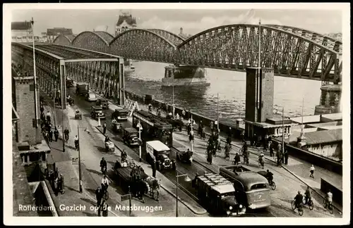 Rotterdam Rotterdam Straßen Verkehr, Gezicht op de Maasbruggen 1940