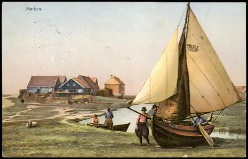 Postkaart Marken-Waterland Marken Photochromie Künstlerkarte 1916   1. Weltkrieg als Feldpost gelaufen