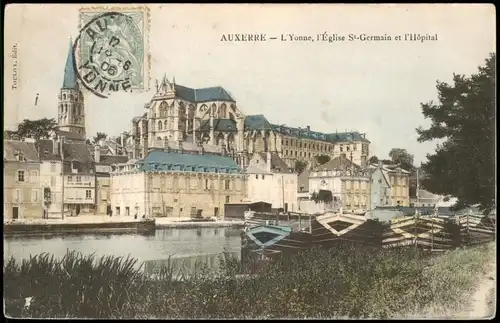 CPA Auxerre L' Yonne, l'Église St-Germain et l'Hôpital 1906