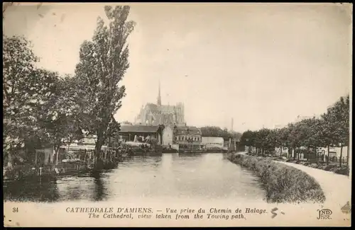 CPA Amiens CATHEDRALE Vue prise du Chemin de Halage 1910