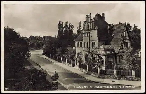 Ansichtskarte Landau in der Pfalz Eichbornstraße mit Villa Ludovici 1938