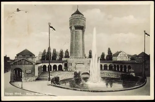 Ansichtskarte Düren Wasserturm - Anlagen 1938